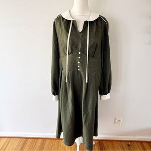 Simple Retro NWOT Women Plaid Babydoll Collared Dress Large 40s 50s Academia